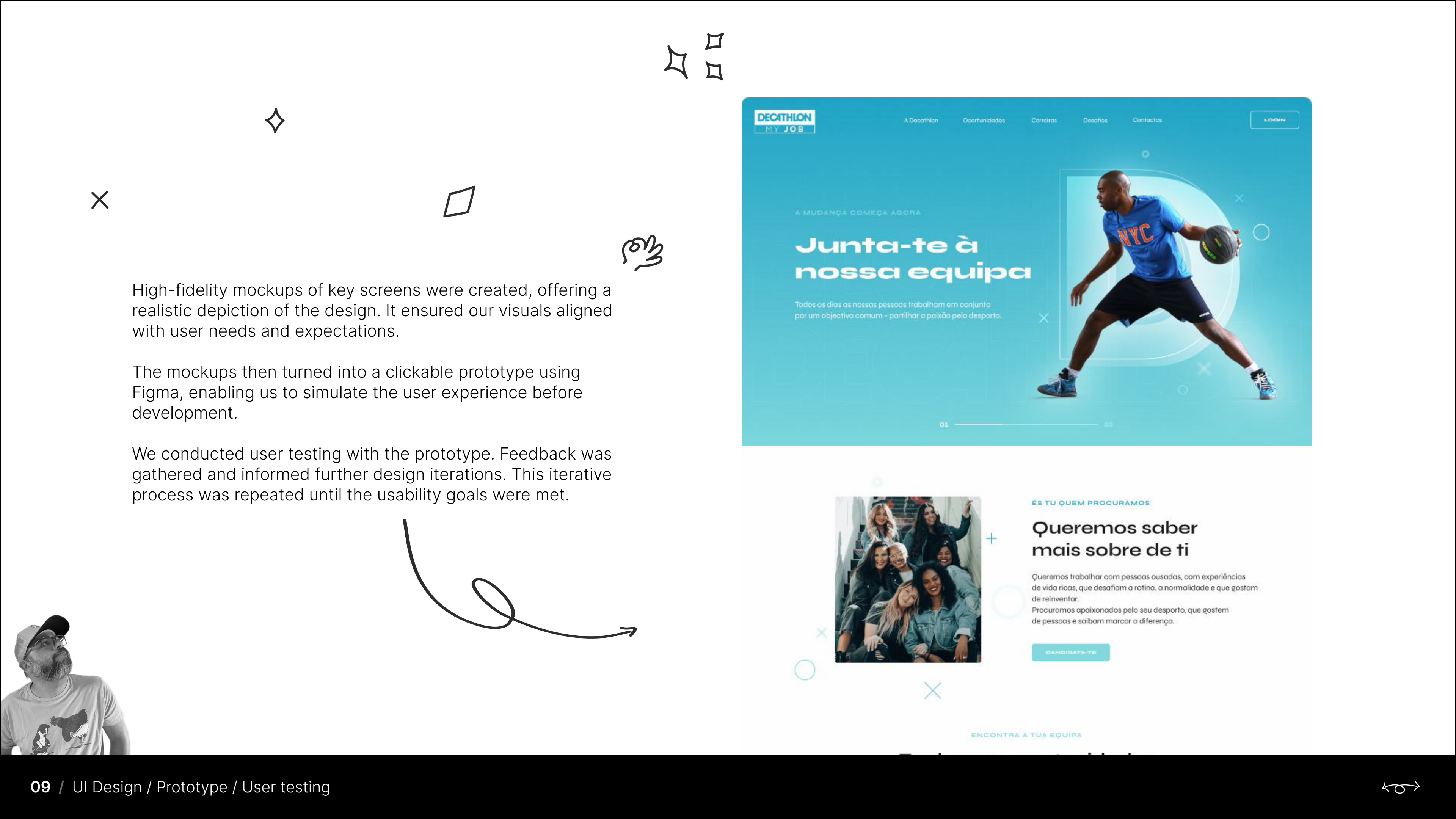 High-fidelity prototype of the Decathlon Jobs recruitment website used in user testing
