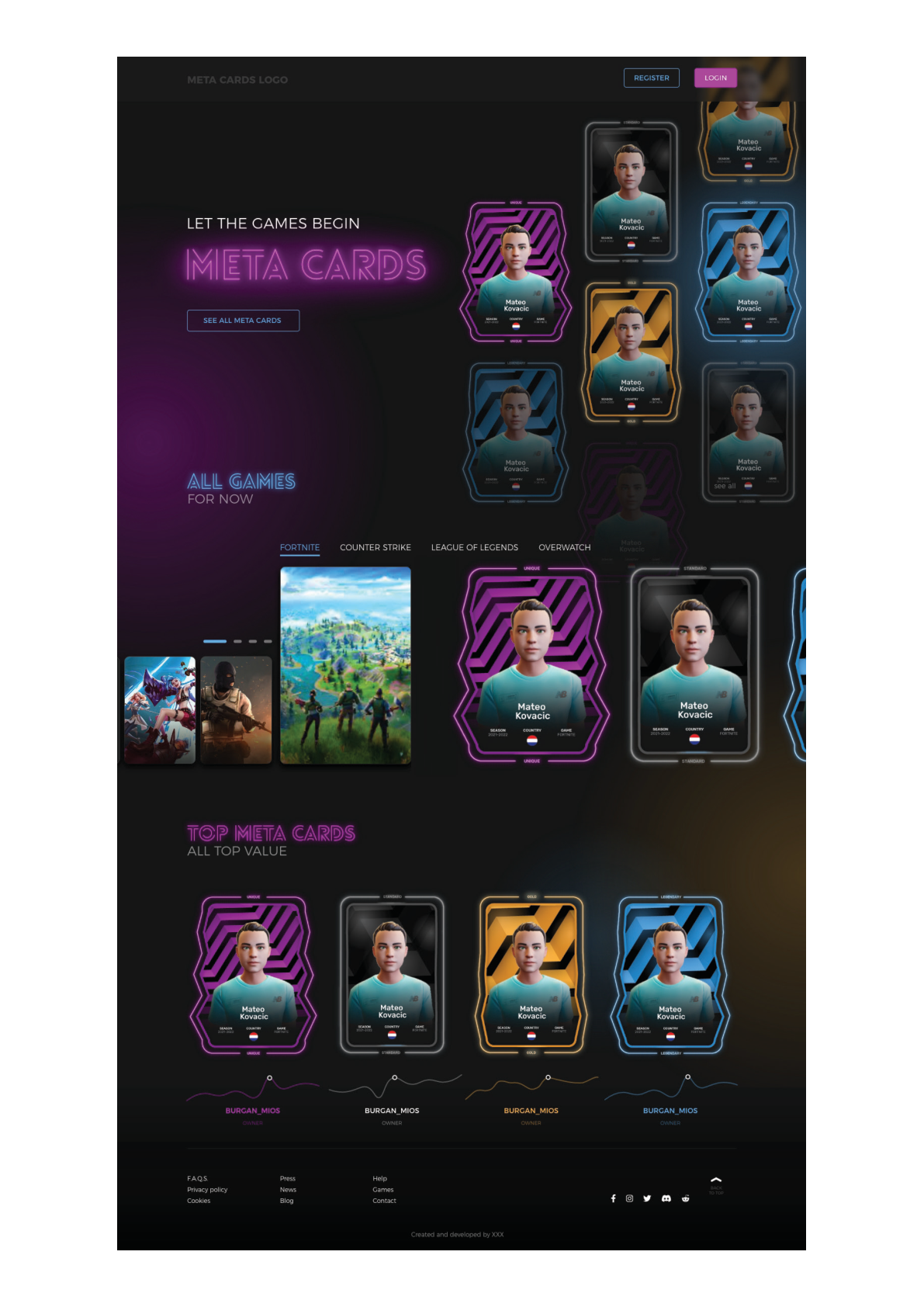 NFT card creation platform