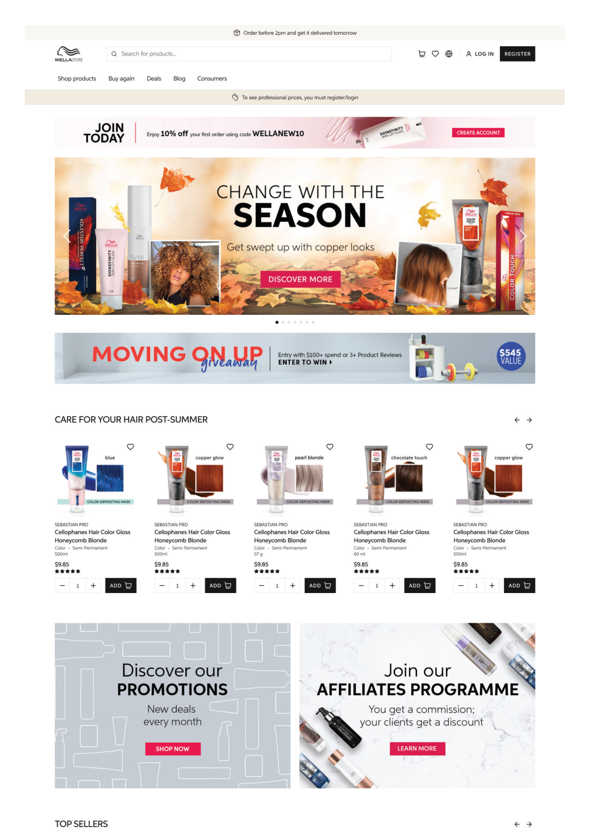 Wella Store e-commerce website